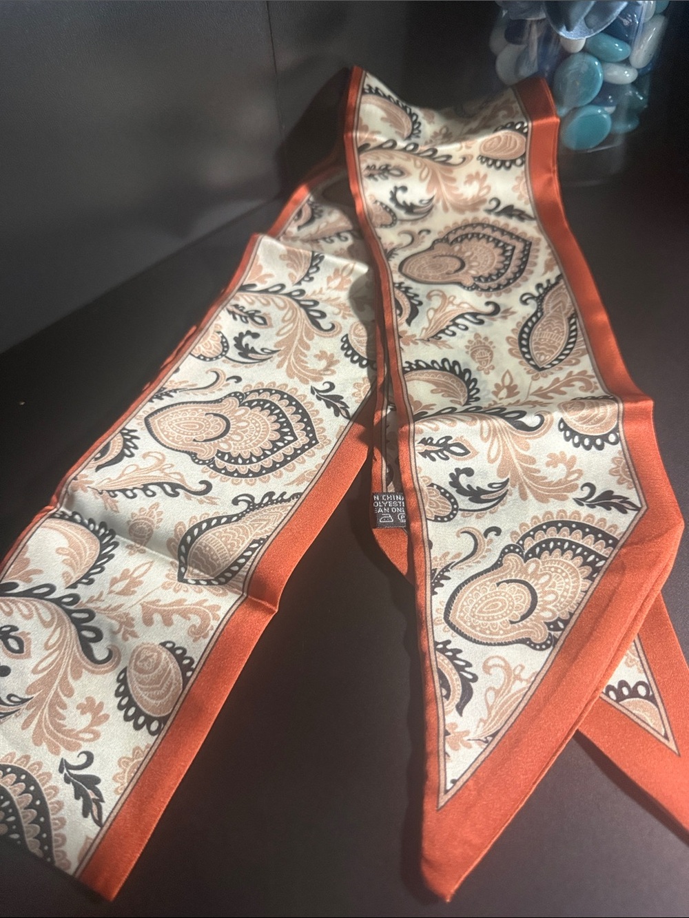 Paisley Scarf/Twilly with Rust Trim